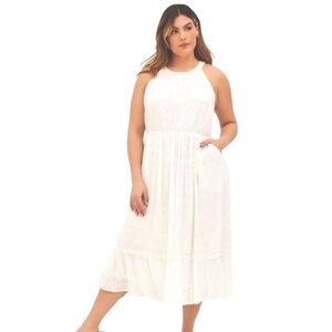 TORRID white eyelet halter style midi sundress size 0 (12/L) - NEW WITH TAGS!